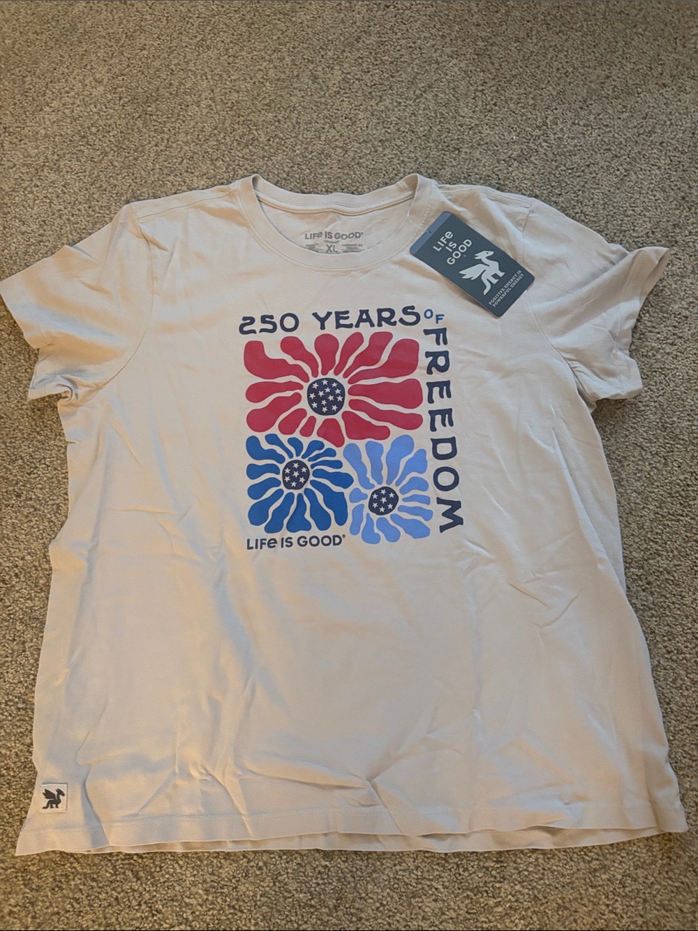 Life is Good Women’s Tan  250 Years of Freedom Graphic Tee